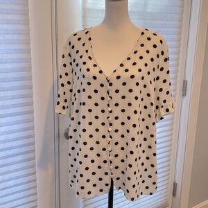 CeCe Short Sleeve Polka Dot Blouse Size 2X